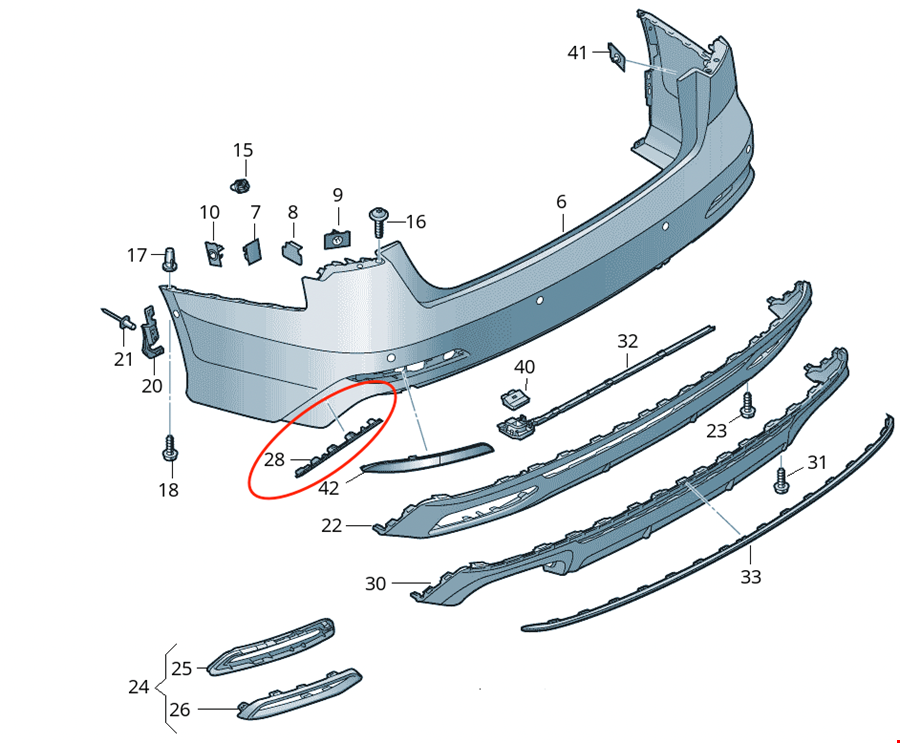 ARKA TAMPON ÇITASI SOL S-LİNE A6 2020- | İTHAL