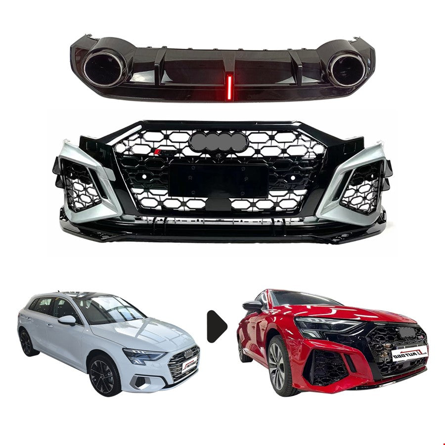 RS3 BODY KIT (ÖN TAMPON+ ARKA DİFÜZÖR) A3 2021- | İTHAL