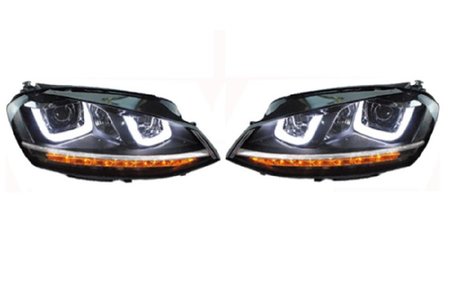 ÖN FAR SET ( ÇİFT U LED KAYAR SİNYAL ) GOLF 7 13- - İTHAL